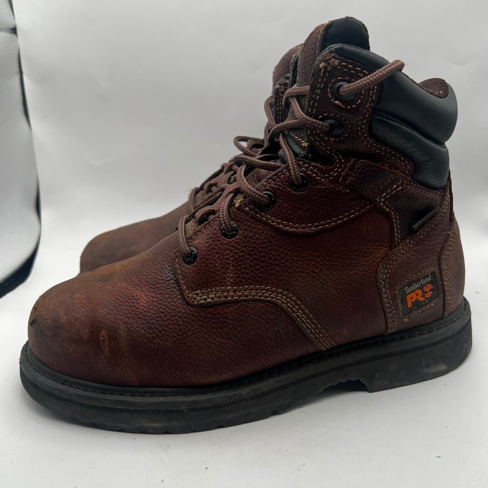 Timberland PRO Men 50504 Pit Boss Steel Toe Work Boots Brown Leather 10 Wide